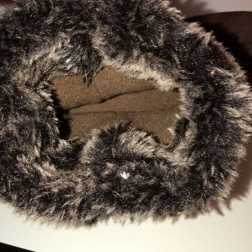 Aerosols Brown Faux Fur Ankle Boots size medium NEW